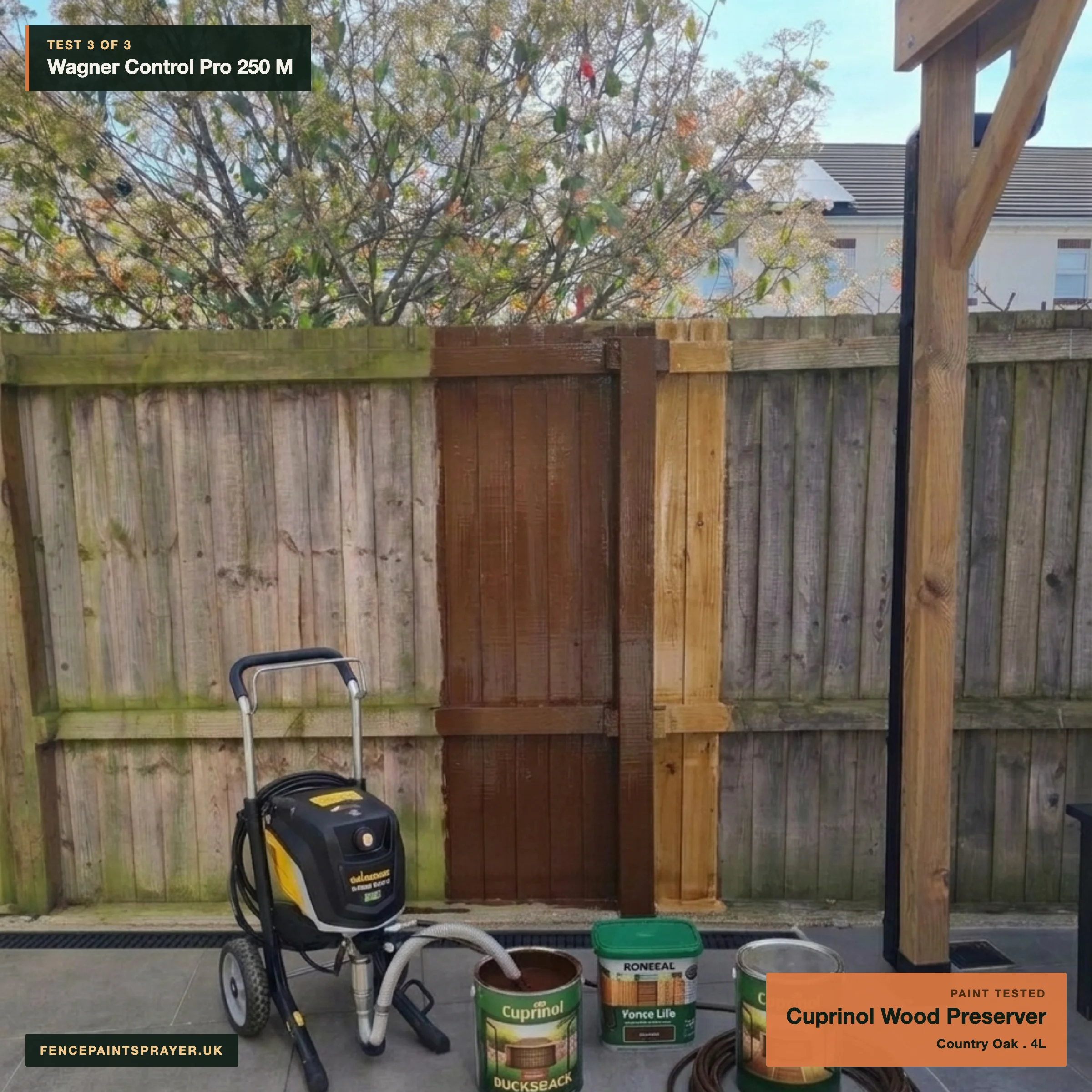 Wagner Control Pro 250 M test strip sprayed with Cuprinol Country Oak Wood Preserver